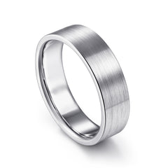14K White Gold 6mm Flat Men's Wedding Band in Satin Finish thumbnail 3