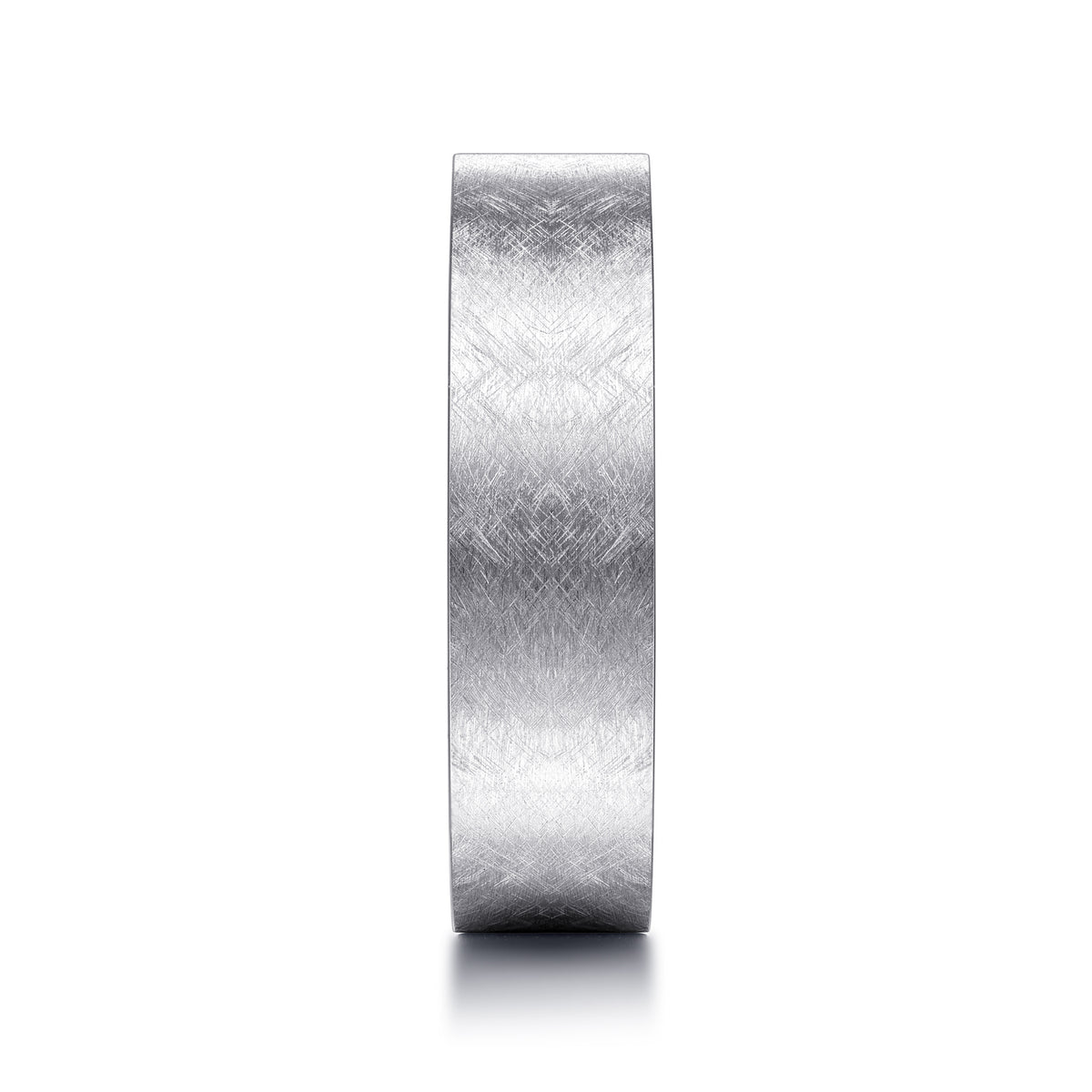 14K White Gold 6mm Brushed Finish Men's Wedding Band - View 4