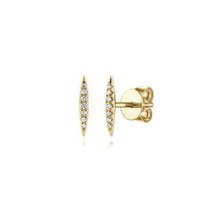 14K Yellow Gold Pavé Diamond Spiked Stud Earrings thumbnail 1