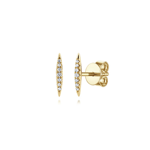 Boucles d'oreilles puces cloutées en or jaune 14 carats pavées de diamants