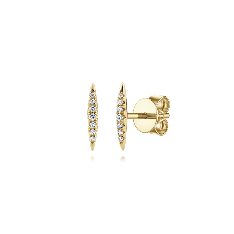 14K Yellow Gold Pavé Diamond Spiked Stud Earrings