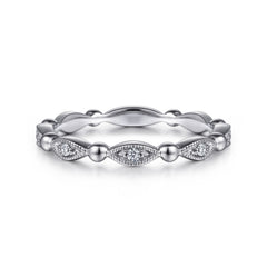 14K White Gold Diamond Stackable Ring thumbnail 1