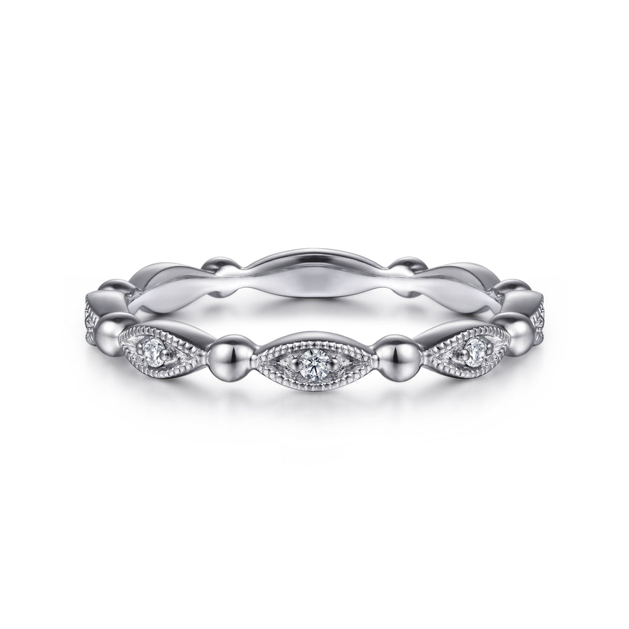 14K White Gold Diamond Stackable Ring