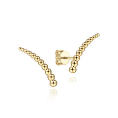 14K Yellow Gold Beaded Earrings Crawlers thumbnail 1
