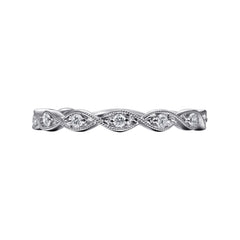 14K White Gold Twisted Diamond Stackable Ring thumbnail 6