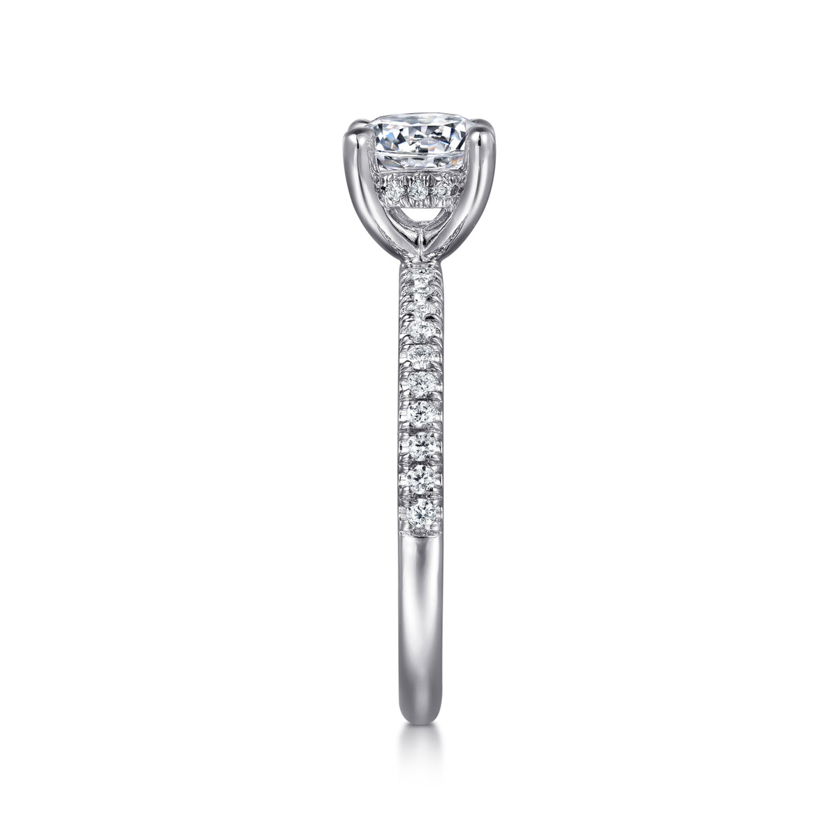 Classic 14K Gold Round Diamond Engagement Ring - 0.20 CTW - View 3