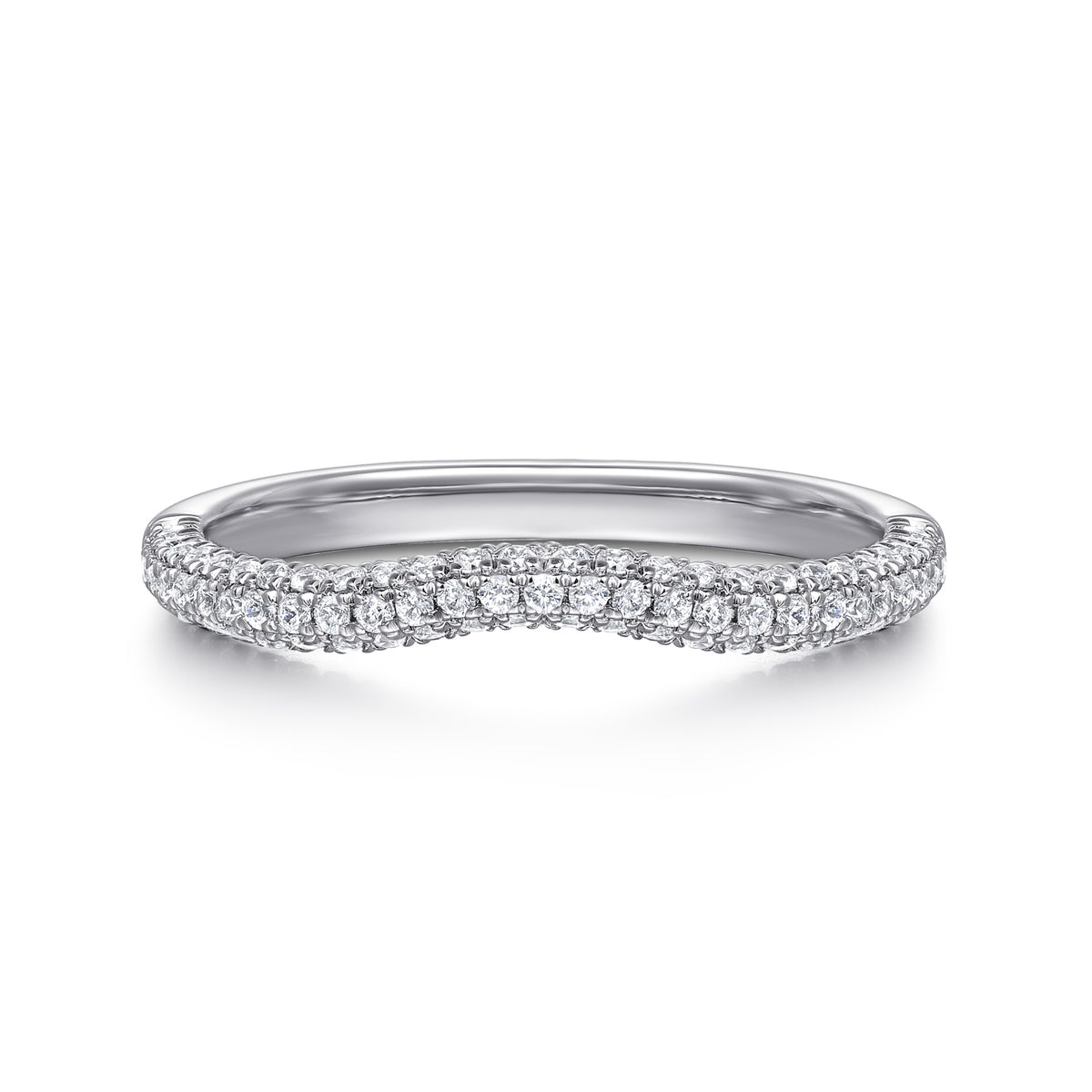 14K White Gold Diamond Wedding Band - View 1