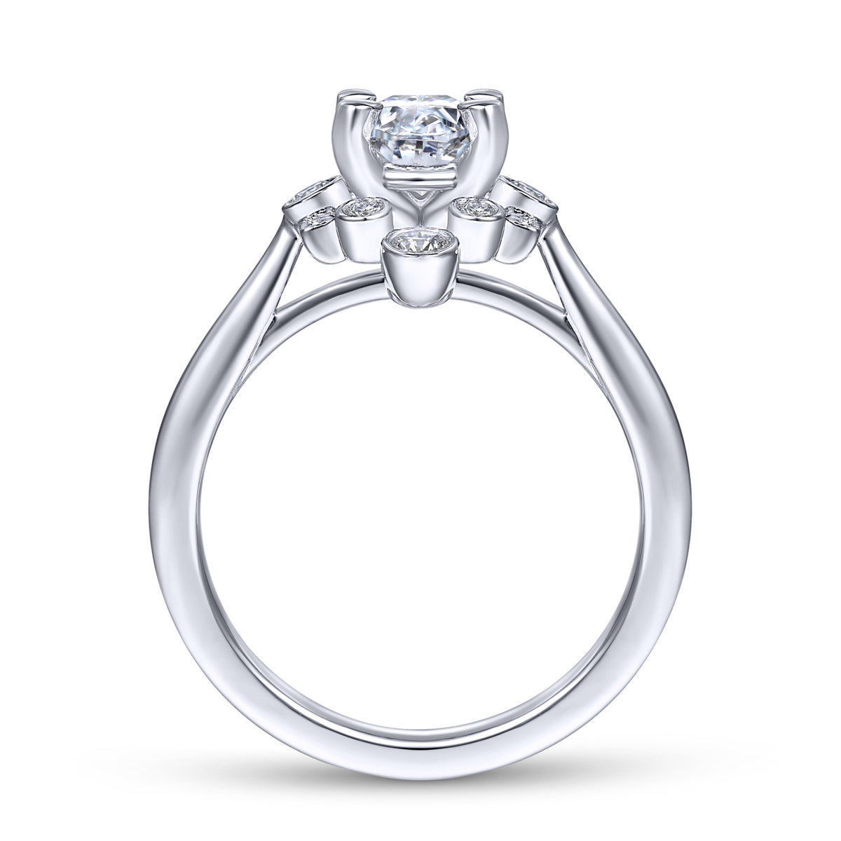 Art Deco Oval Halo Diamond Engagement Ring - View 2