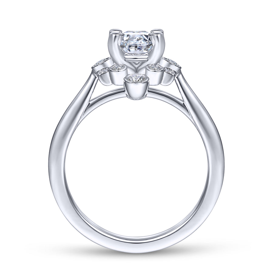 Art Deco Oval Halo Diamond Engagement Ring