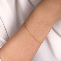 14K Yellow Gold Diamond Chain Bracelet thumbnail 3