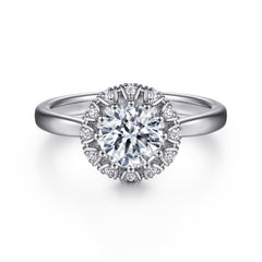 Contemporary Round Halo Diamond Engagement Ring thumbnail 1