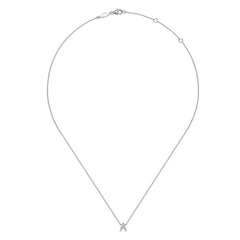 14K White Gold Diamond A Initial Pendant Necklace thumbnail 2