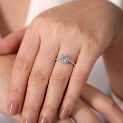 Classic Round Halo Diamond Engagement Ring thumbnail 6