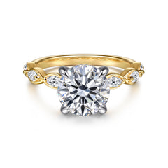 Contemporary 14K Gold Round Diamond Engagement Ring - 0.30 CTW thumbnail 1