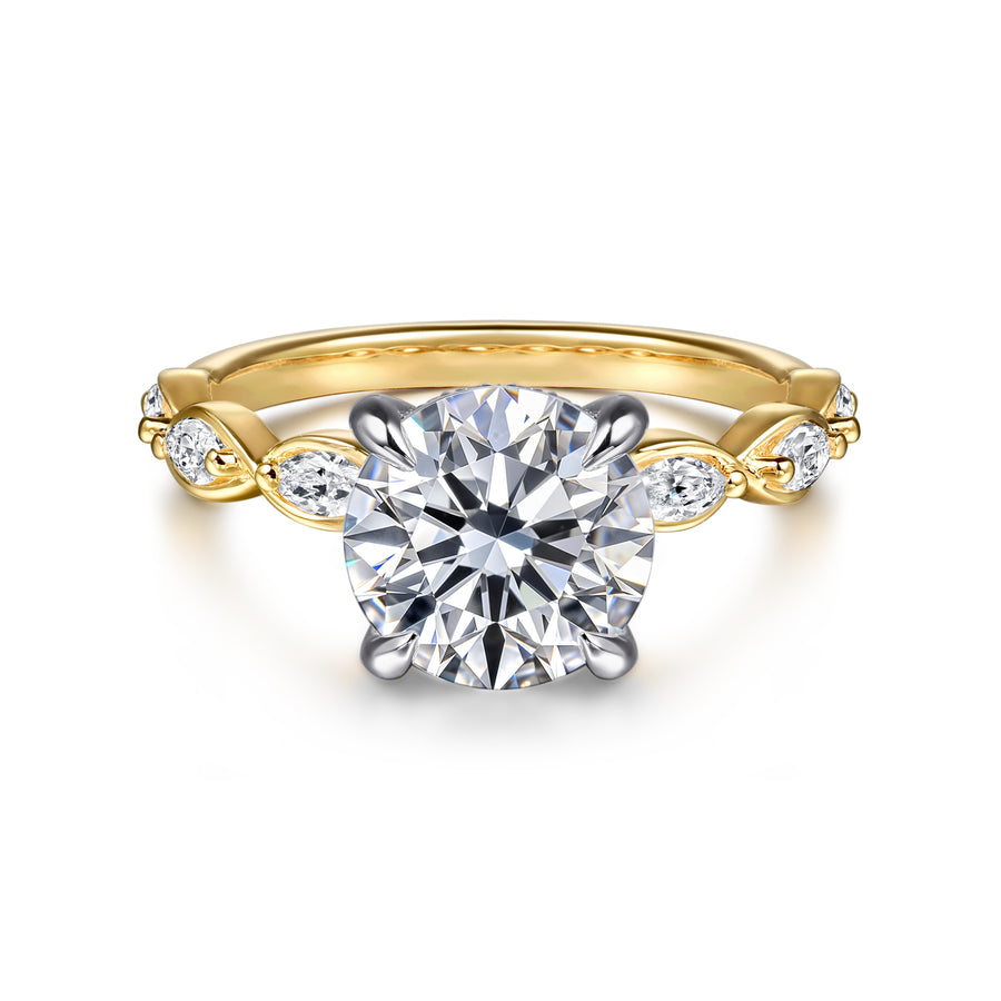 Contemporary 14K Gold Round Diamond Engagement Ring - 0.30 CTW