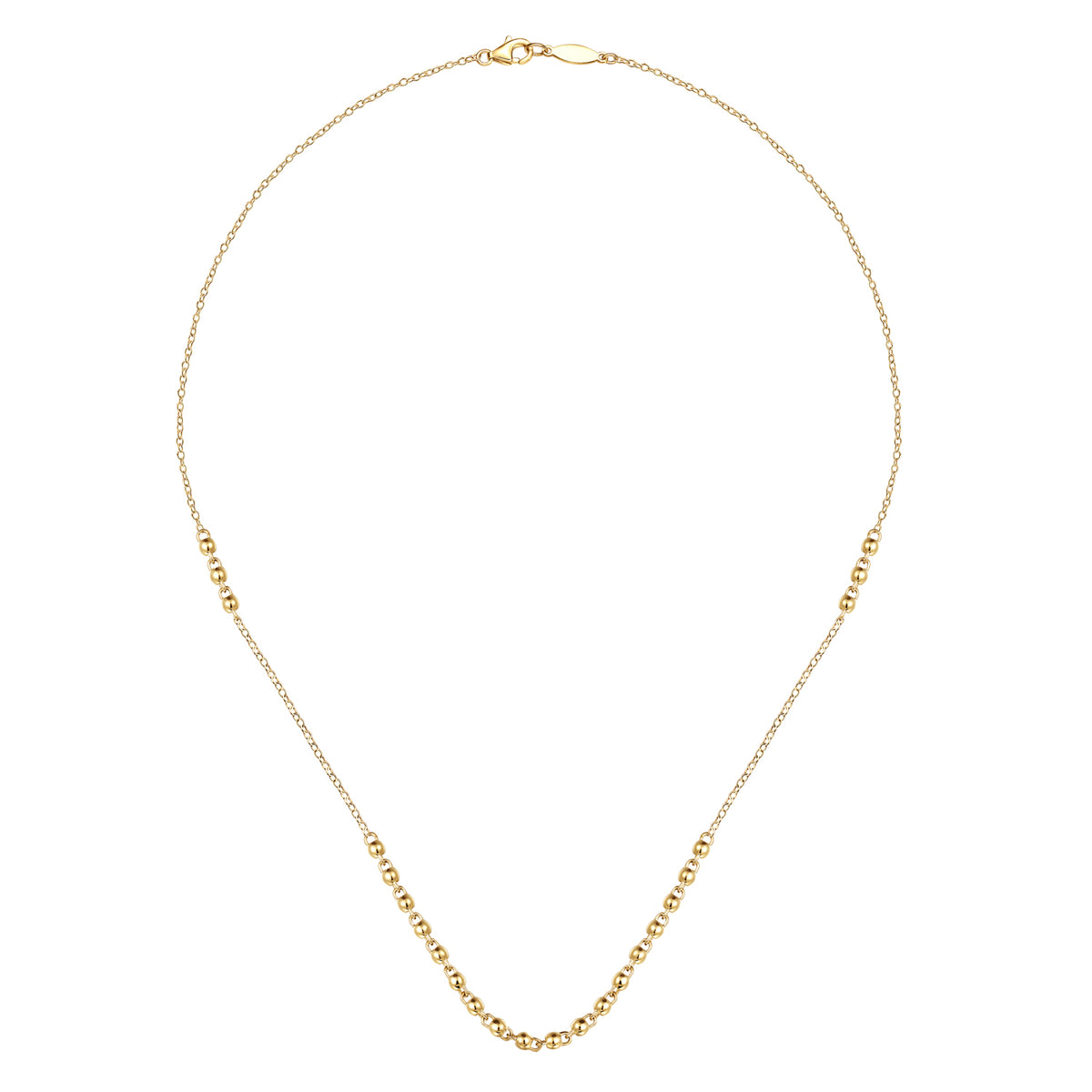 18 Inch 14K Yellow Gold Beaded Station Necklace - View 2