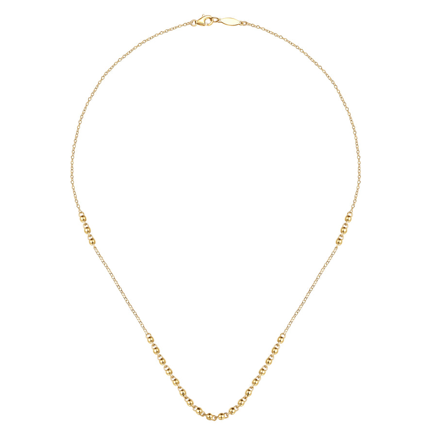 18 Inch 14K Yellow Gold Beaded Station Necklace