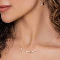 14K Yellow Gold Diamond Bar Necklace thumbnail 4