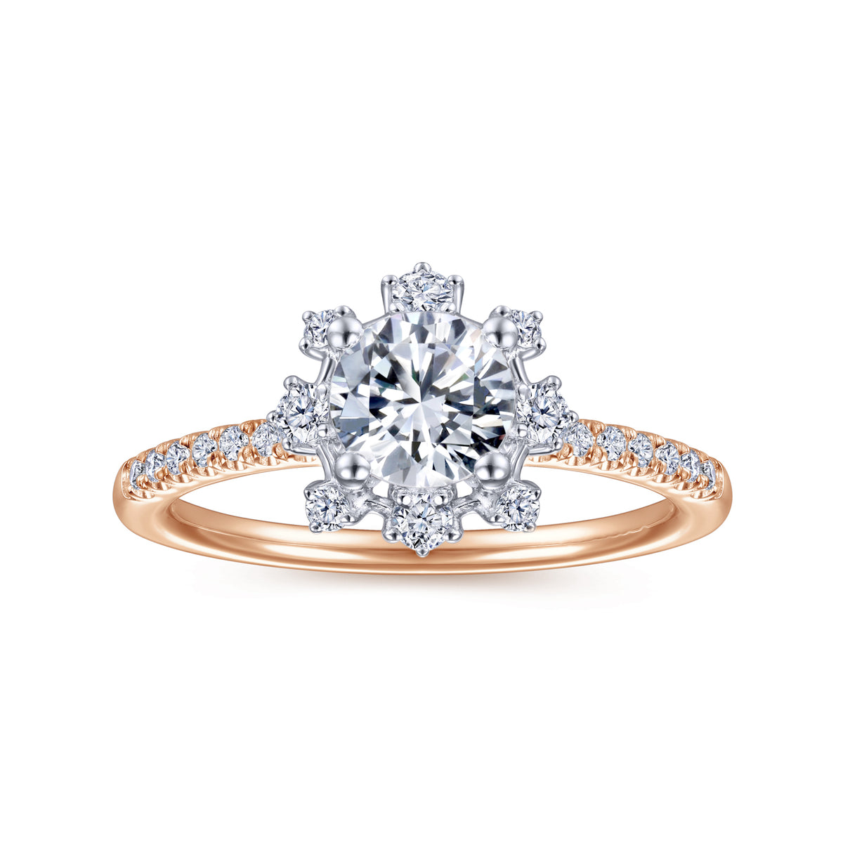 Starlight Round Halo Diamond Engagement Ring - View 5