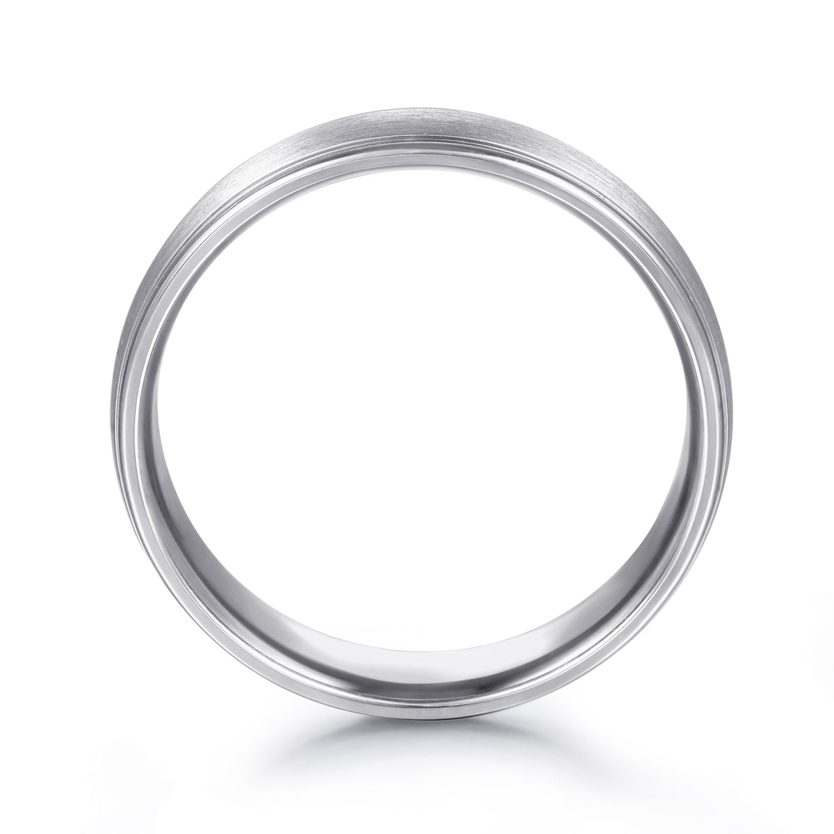 14K White Gold 6mm Men's Wedding Band in Satin Finish - View 2