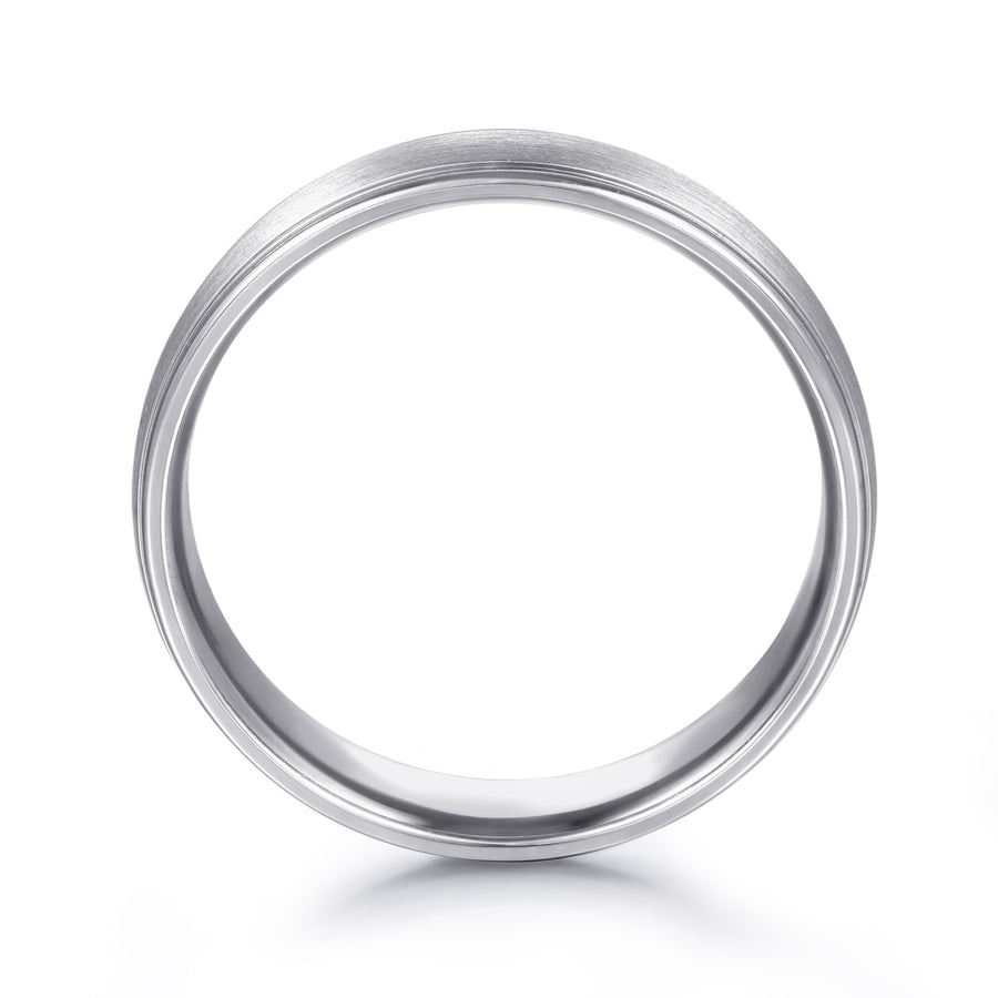 14K White Gold 6mm Men's Wedding Band in Satin Finish