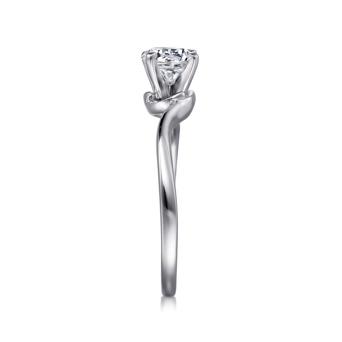 14K White Gold Round Diamond Engagement Ring - View 5