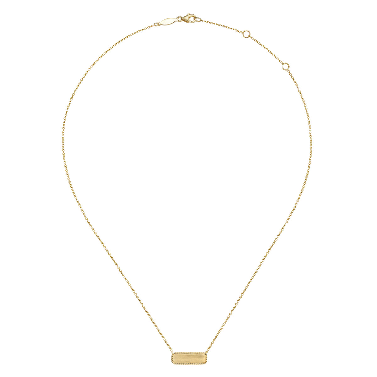 14K Yellow Gold Rectangular ID Pendant Necklace with Twisted Rope Frame - View 3