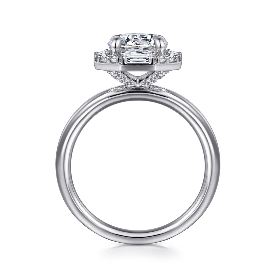 Octagonal Hidden Halo Diamond Engagement Ring