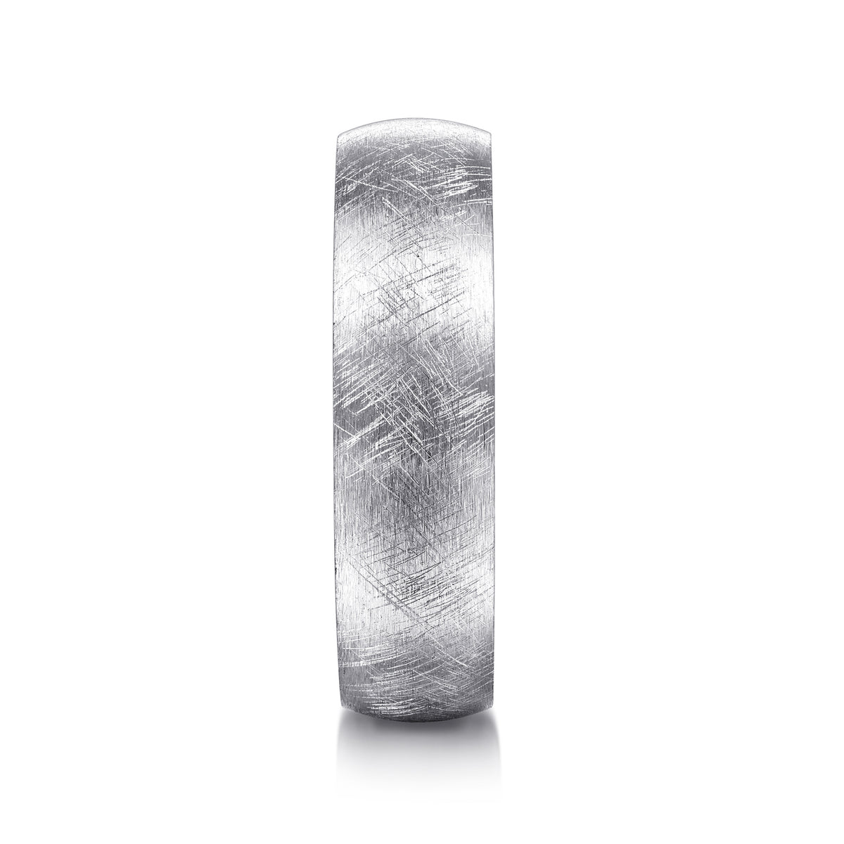 14K White Gold 6mm Men's Wedding Band in Diamond Brush Finish - View 4