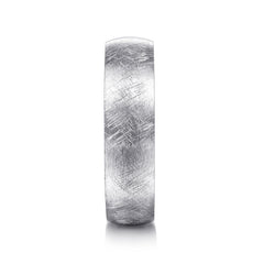 14K White Gold 6mm Men's Wedding Band in Diamond Brush Finish thumbnail 4