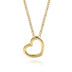 14K Yellow Gold Heart Pendant Necklace thumbnail 1