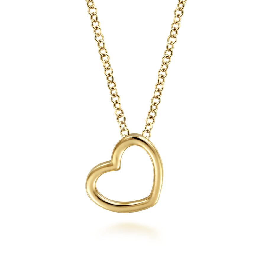 14K Yellow Gold Heart Pendant Necklace