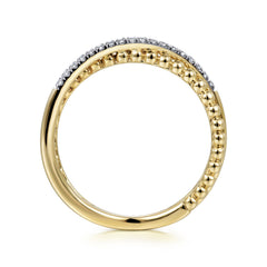 14K Yellow Gold Diamond Stackable Ring thumbnail 2