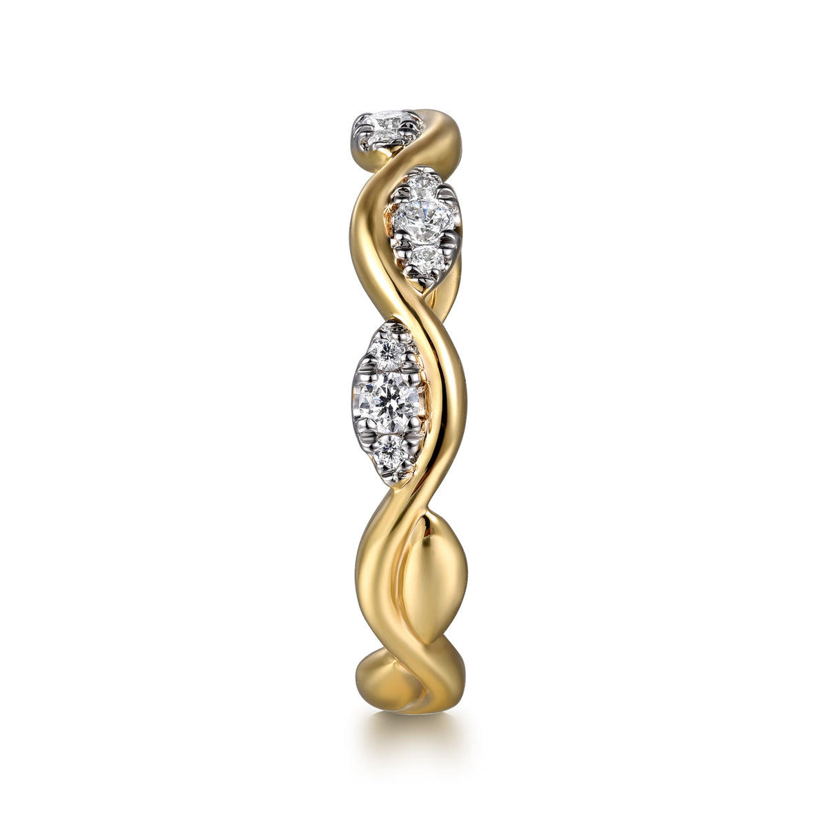 14K Yellow Gold Diamond Stackable Ring, 0.21ct - View 4