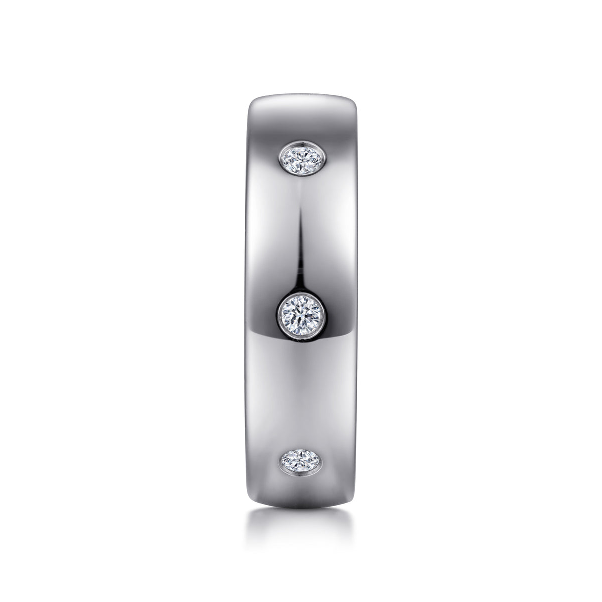 14K White Gold Diamond Men's Wedding Ring in High Polished Finish - View 4