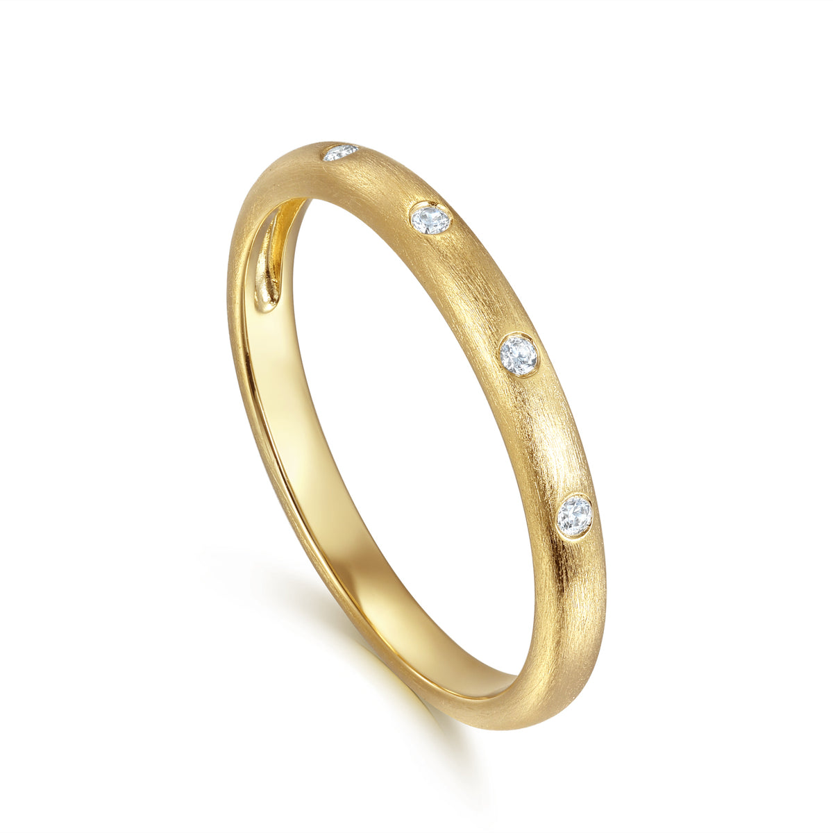 14K Yellow Gold Diamond Stackable Ring, 0.04ct - View 3