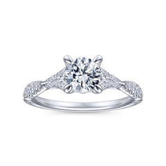 14K White Gold Split Shank Round Diamond Engagement Ring thumbnail 5