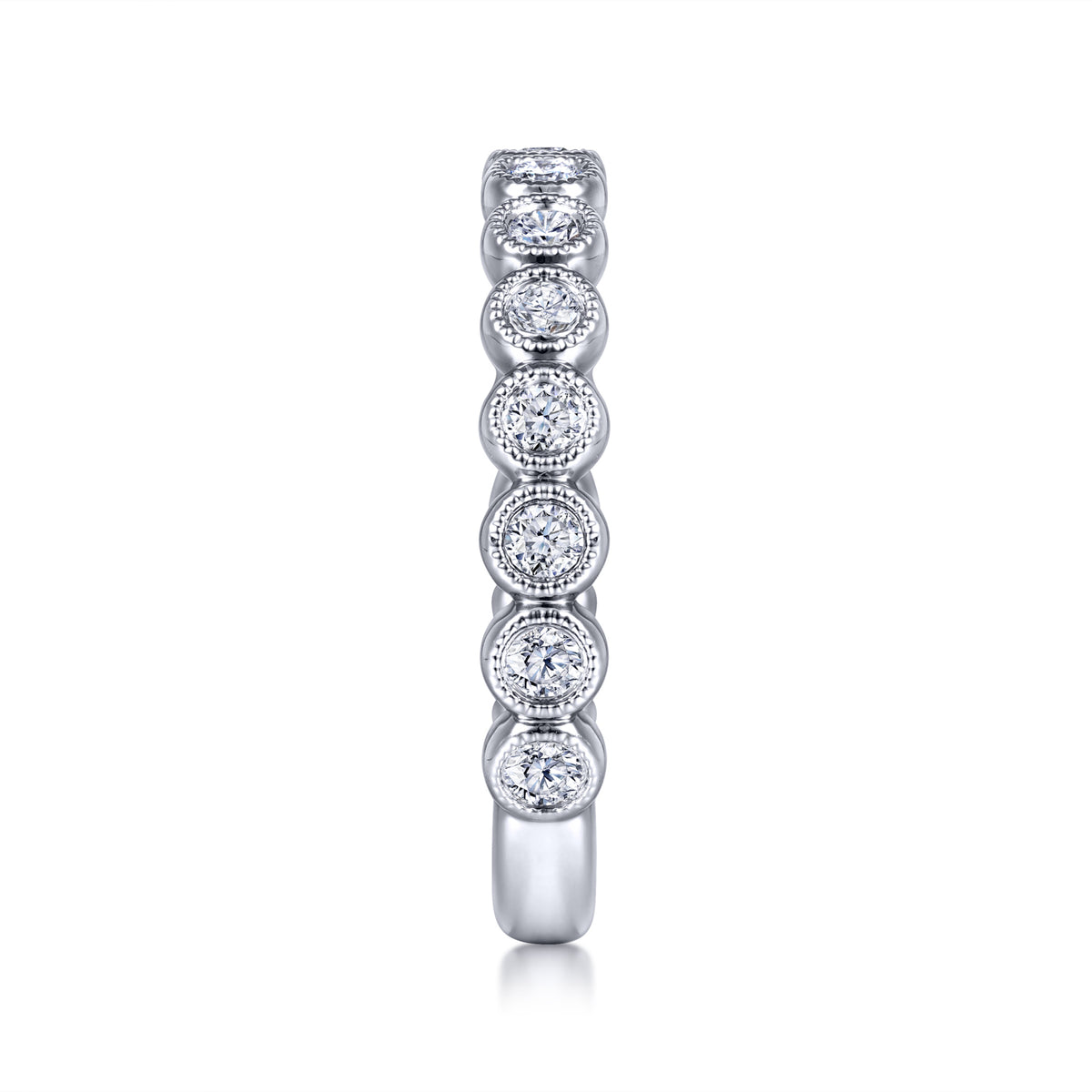 Vintage 14K White Gold Diamond Matching Wedding Band - View 6