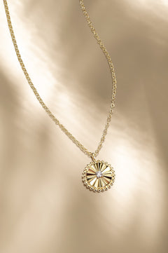 14K White & Yellow Gold Diamond Pendant Necklace thumbnail 5