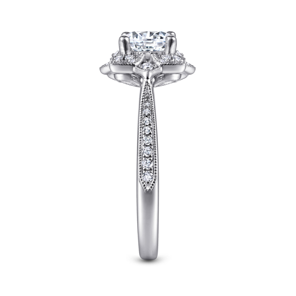 Vintage-Inspired Round Halo Diamond Engagement Ring - 0.21 CTW - View 5