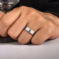14K White Gold 6mm Brushed Finish Men's Wedding Band thumbnail 5