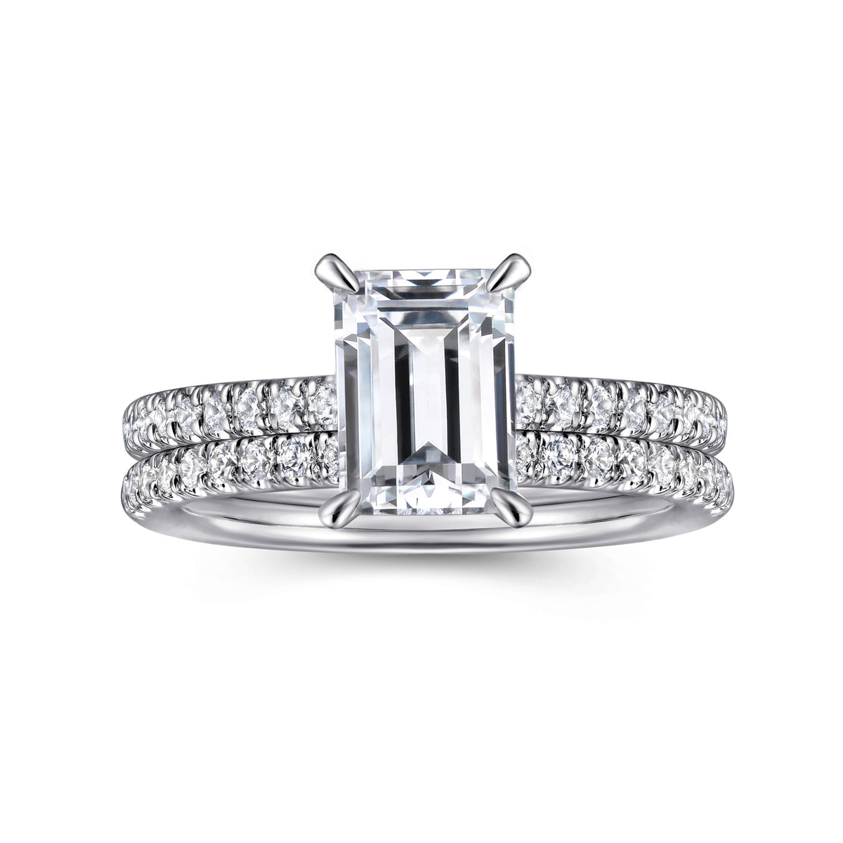 14K White Gold Emerald Cut Diamond Engagement Ring - View 4