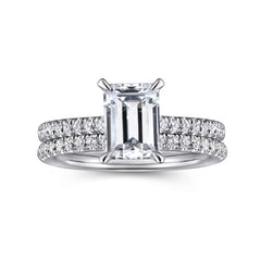 14K White Gold Emerald Cut Diamond Engagement Ring thumbnail 4