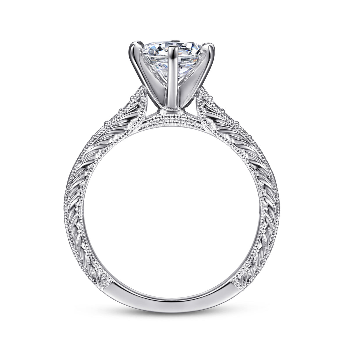 Victorian 14K Gold Round Diamond Engagement Ring - 0.09 CTW - View 2