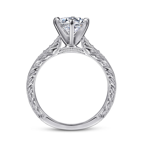 Bague de fiançailles victorienne en or 14 carats avec diamant rond - 0,09 ct au total
