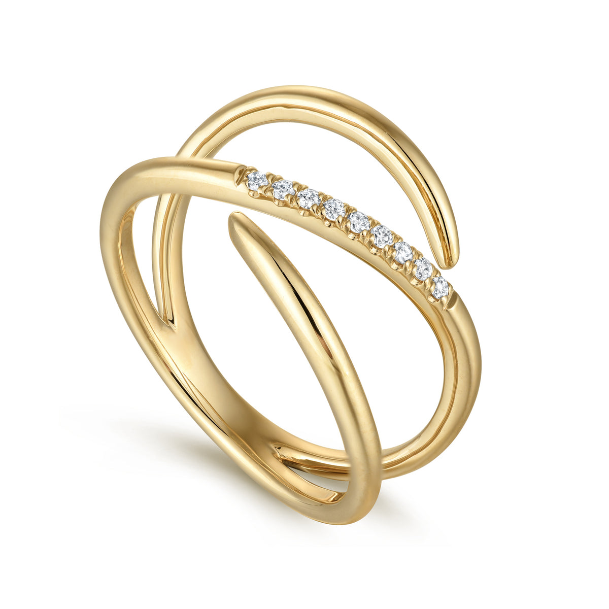 14K Yellow Gold Diamond Wrap Ring - View 3