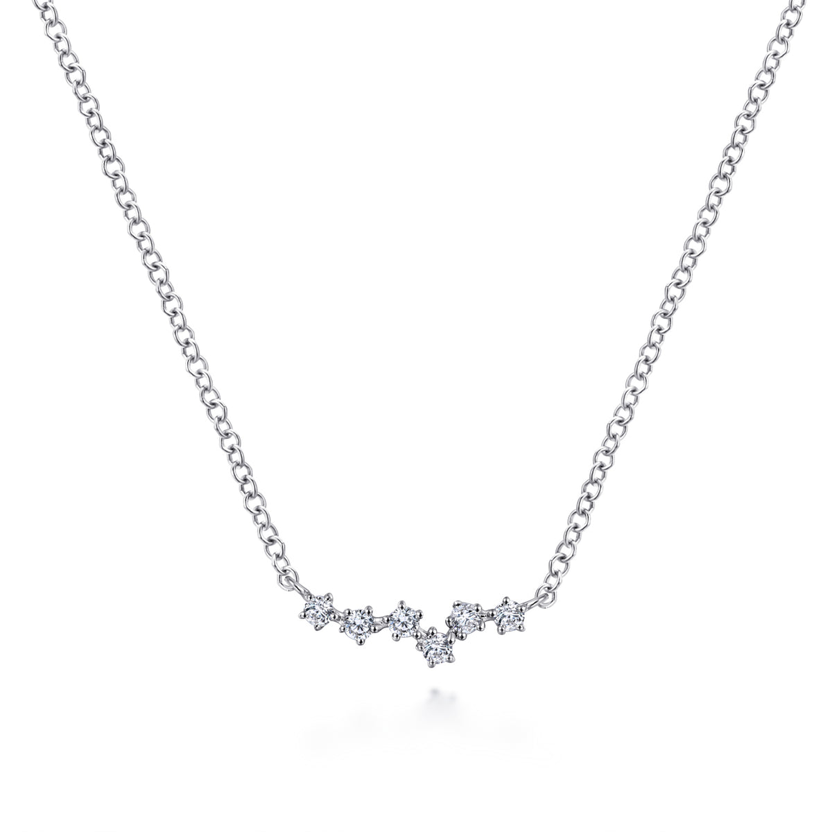 14K White Gold Diamond Constellation Bar Necklace - View 1