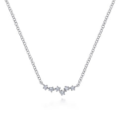 14K White Gold Diamond Constellation Bar Necklace thumbnail 1