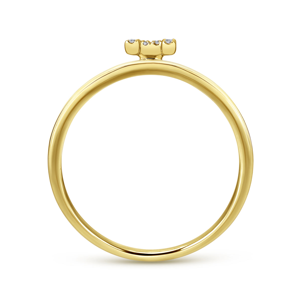 14K Yellow Gold Pavé Diamond Uppercase H Initial Ring - View 2