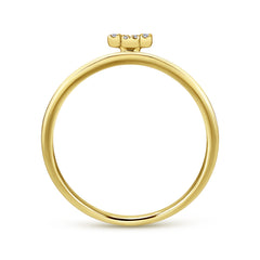 14K Yellow Gold Pavé Diamond Uppercase H Initial Ring thumbnail 2